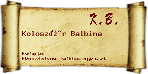 Koloszár Balbina névjegykártya